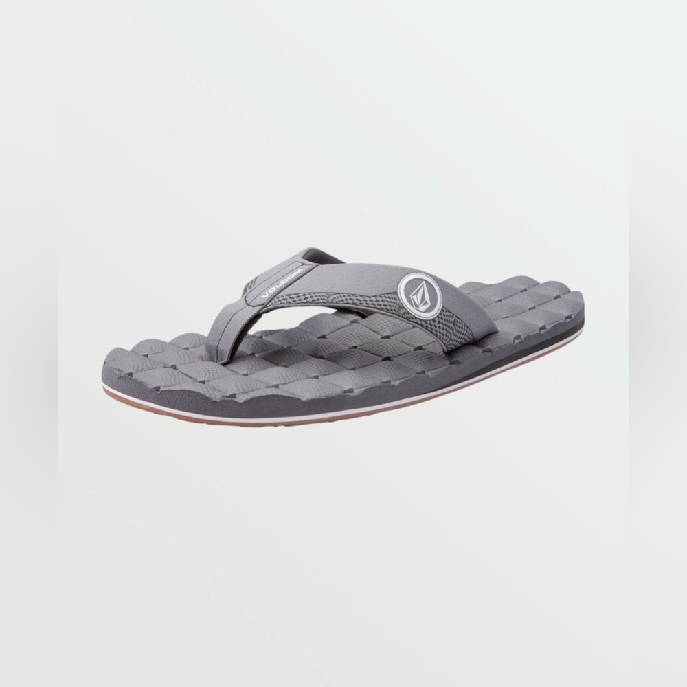 Volcom Recliner Sandal Light Gray Quilted Foam Flip Flops Men 11 NWT - Picture 3 of 11